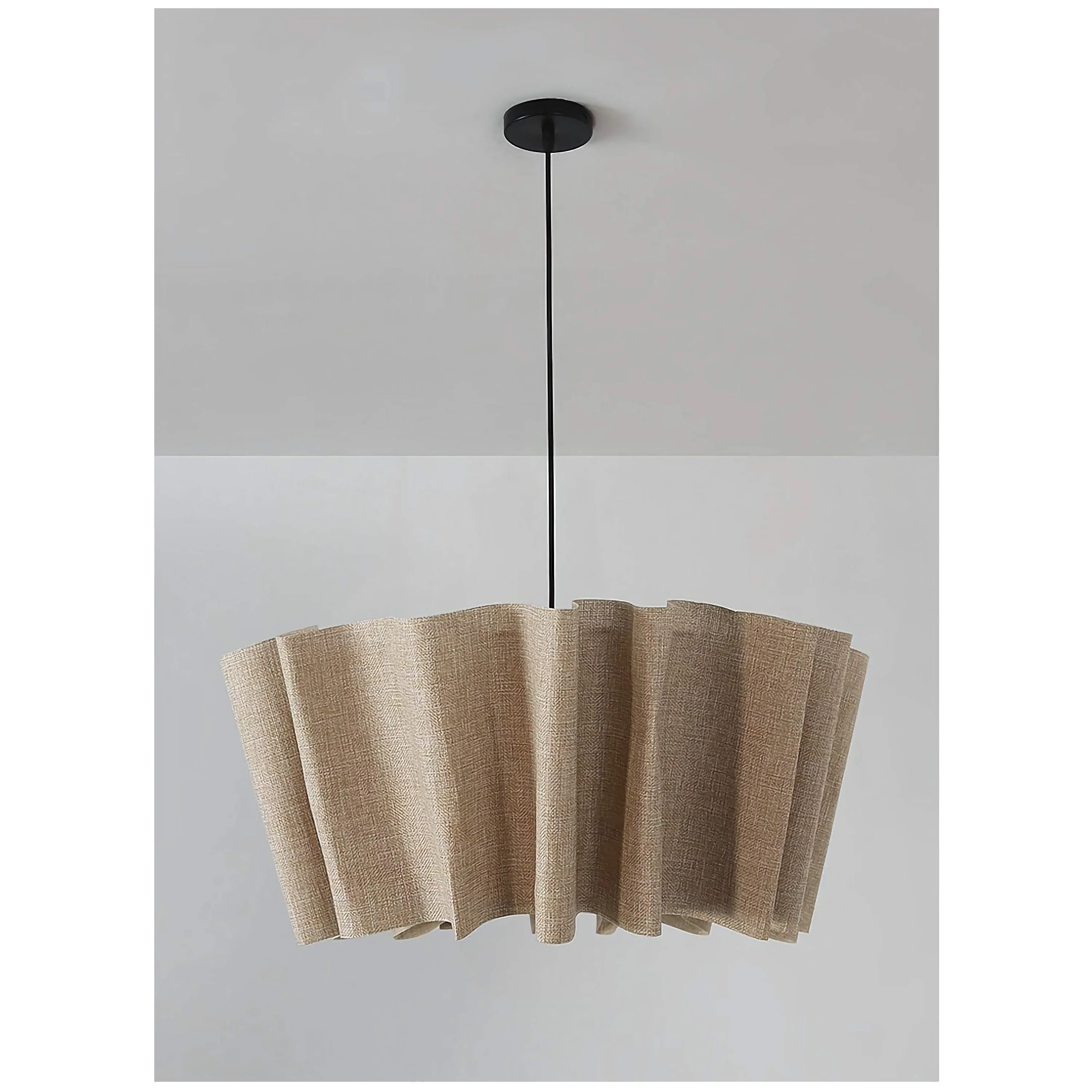 Japanese Style Pendant Light | Hand-knitted Fabric Lampshade | Warm Minimalist Japandi Biophilic