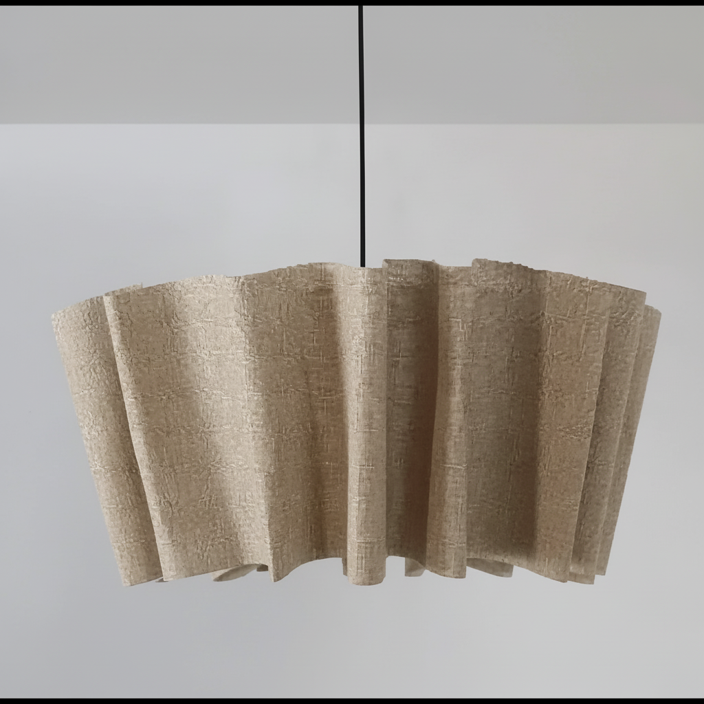 Japanese Style Pendant Light | Hand-knitted Fabric Lampshade | Warm Minimalist Japandi Biophilic