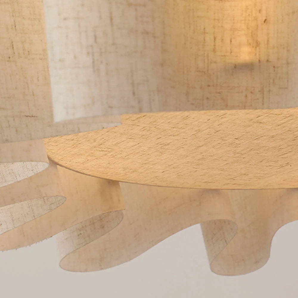 Japanese Style Pendant Light | Hand-knitted Fabric Lampshade | Warm Minimalist Japandi Biophilic