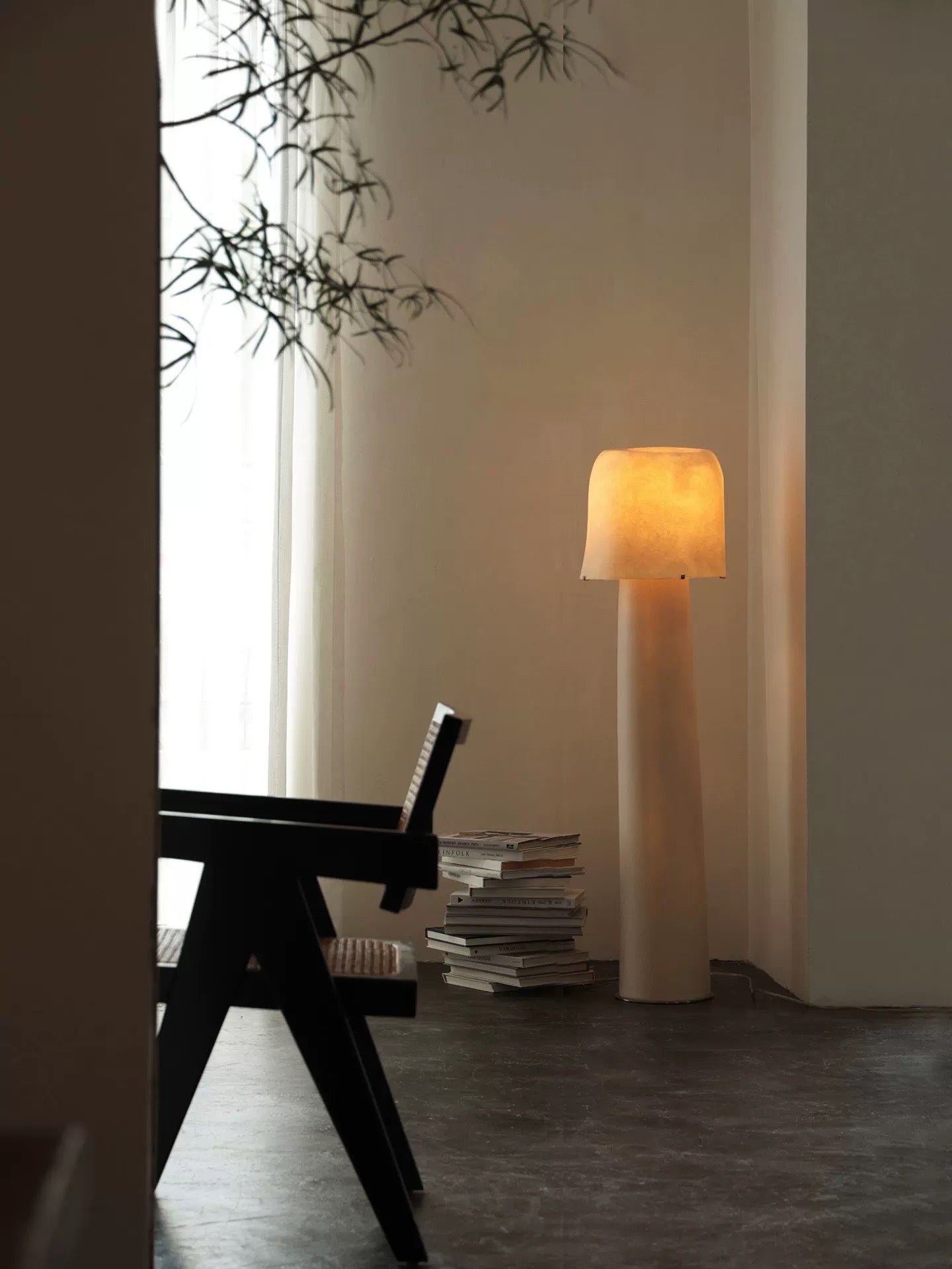 Minimalist Cylinder Floor Lamp | 132cm Wabi-sabi Totem | Translucent Stone-paper Texture | Soft Glow Resin | Casalola