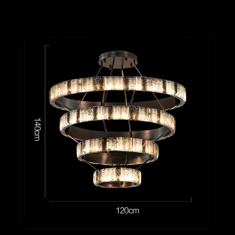 Tiered Alabaster Spiral Chandelier | Grand Stairwell Statement Light