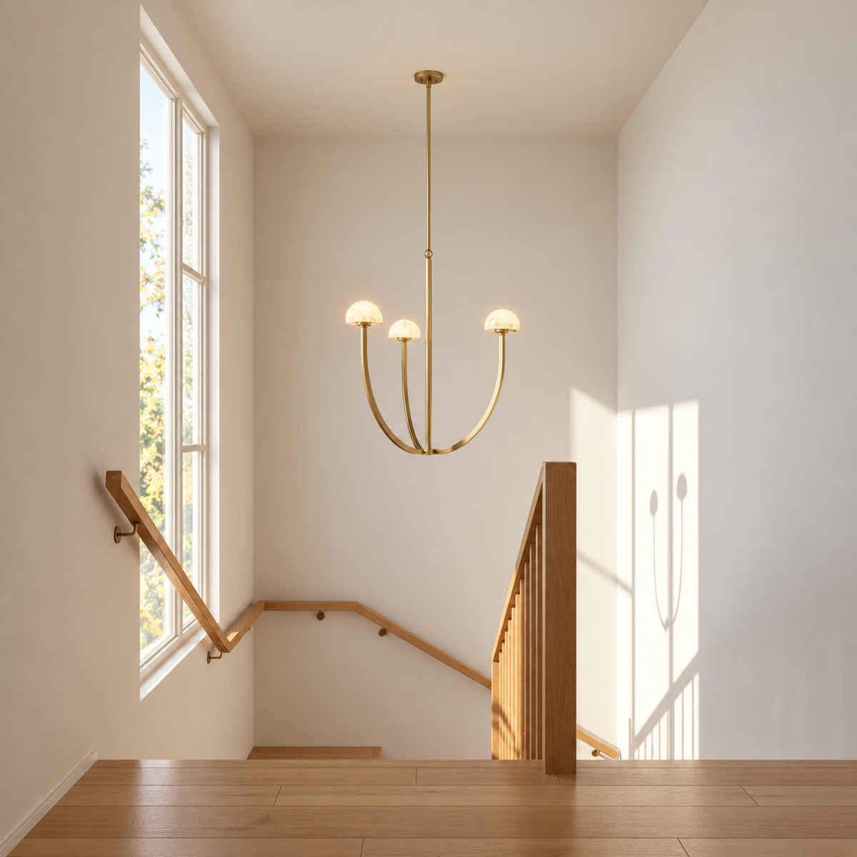 Genuine Alabaster Dome Chandelier | Custom Rod for a High Ceiling Casalola Lights Luxury Lamps Interior Designers