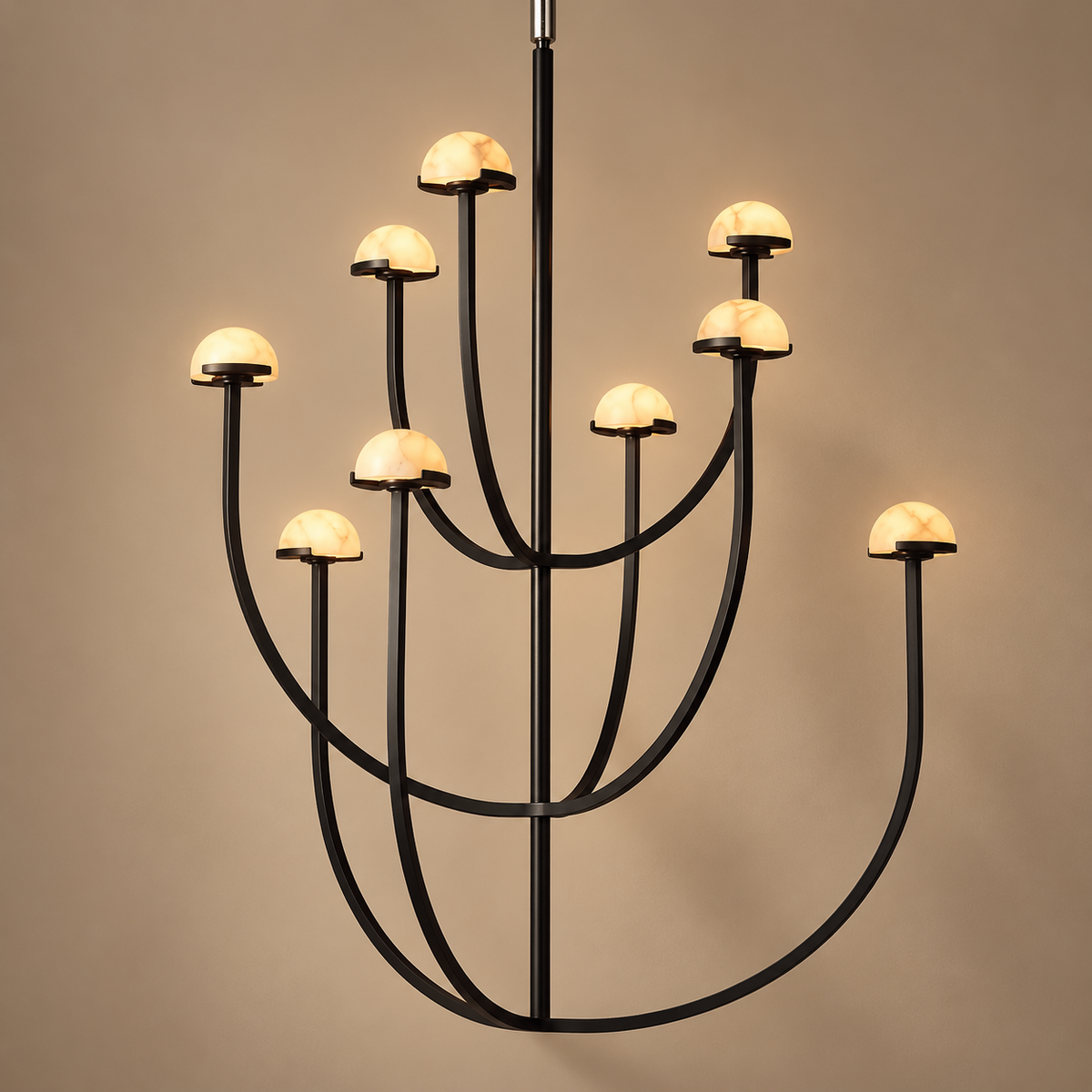 Genuine Alabaster Dome Chandelier | Custom Rod for a High Ceiling Casalola Lights Luxury Lamps Interior Designers