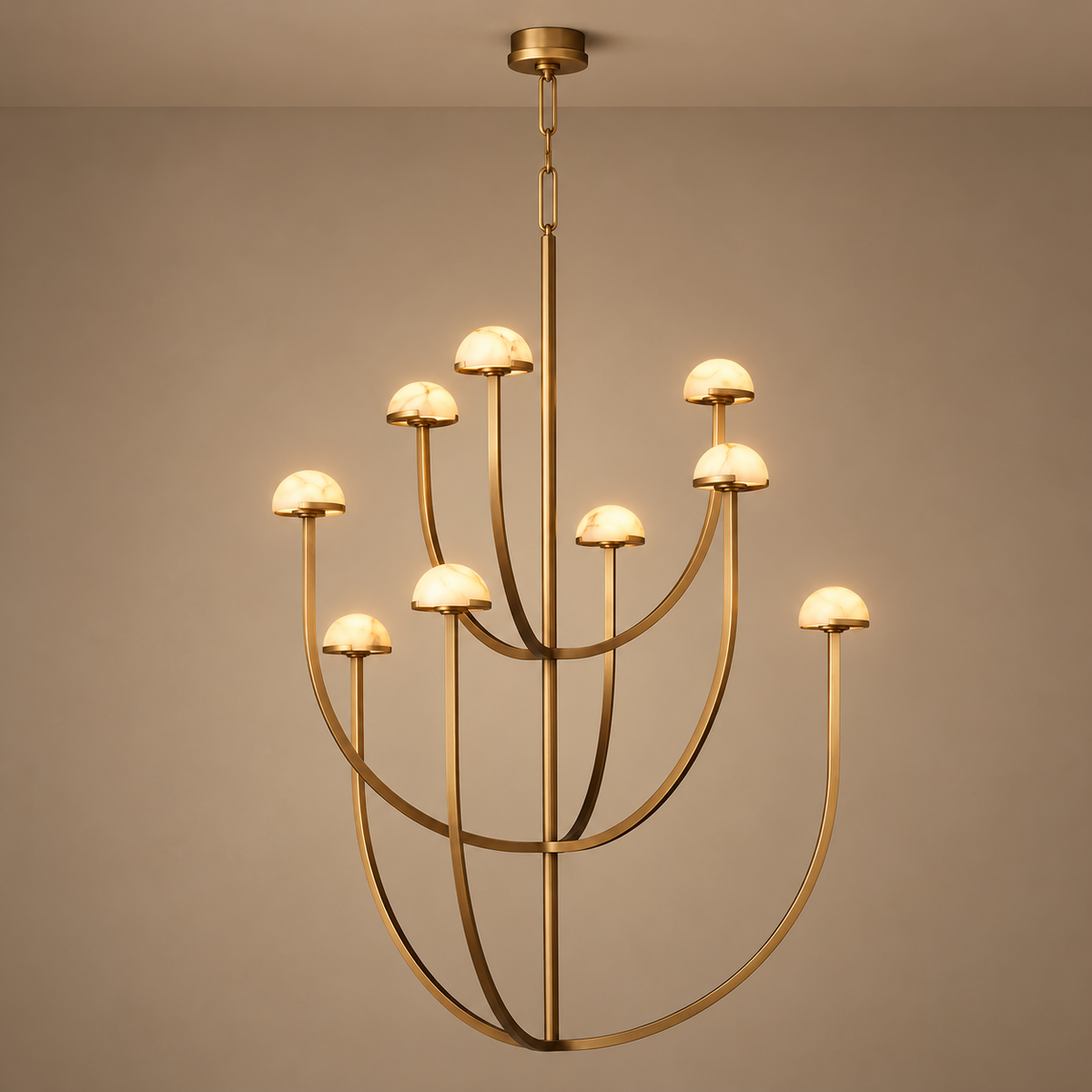 Genuine Alabaster Dome Chandelier | Custom Rod for a High Ceiling Casalola Lights Luxury Lamps Interior Designers