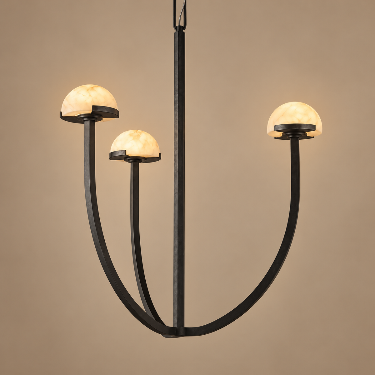 Genuine Alabaster Dome Chandelier | Custom Rod for a High Ceiling Casalola Lights Luxury Lamps Interior Designers