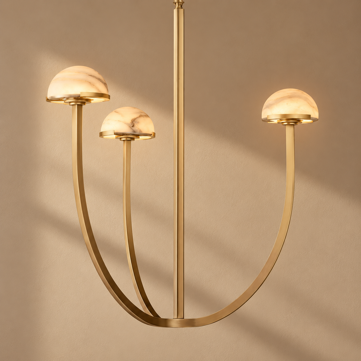Genuine Alabaster Dome Chandelier | Custom Rod for a High Ceiling Casalola Lights Luxury Lamps Interior Designers