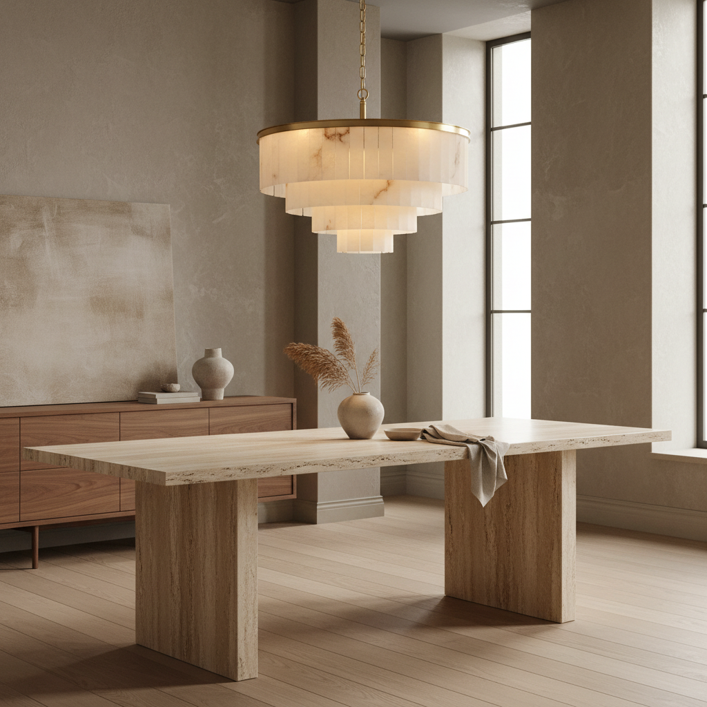 Tiered Round Alabaster Chandelier | Concentric Stone-panel Art Deco Modern Dining & Foyer Casalolalights Luxury Lamps
