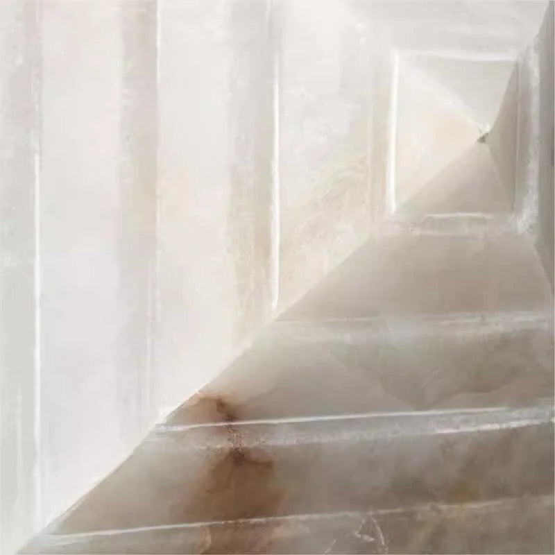 Trapezoidal Alabaster Wall Sconce | Pagoda Form Accent Light