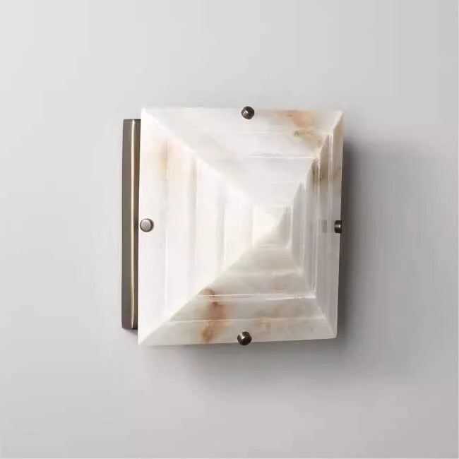 Trapezoidal Alabaster Wall Sconce | Pagoda Form Accent Light