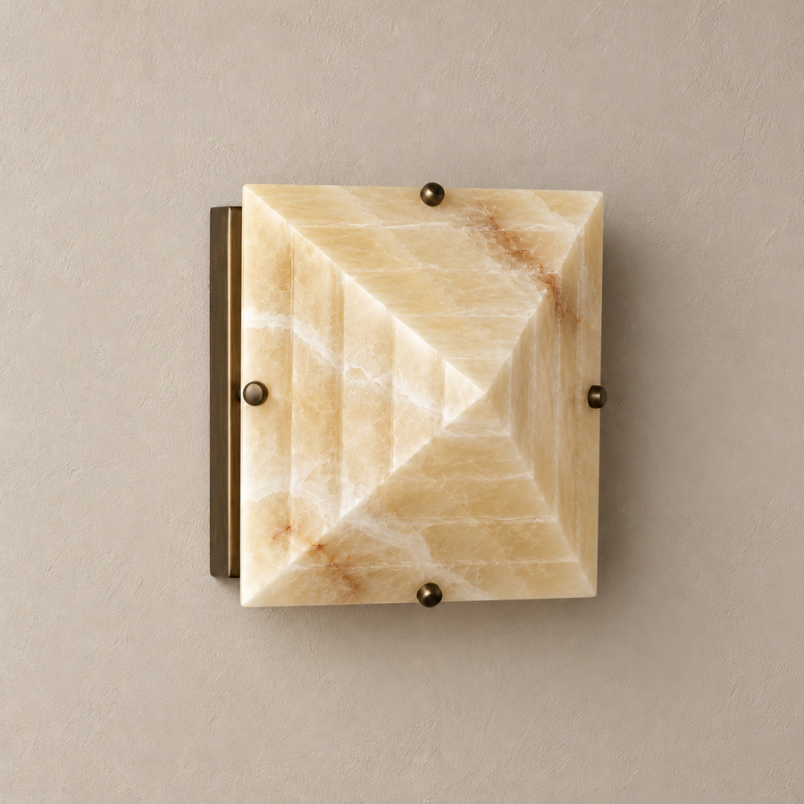 Trapezoidal Honey Onyx Wall Sconce