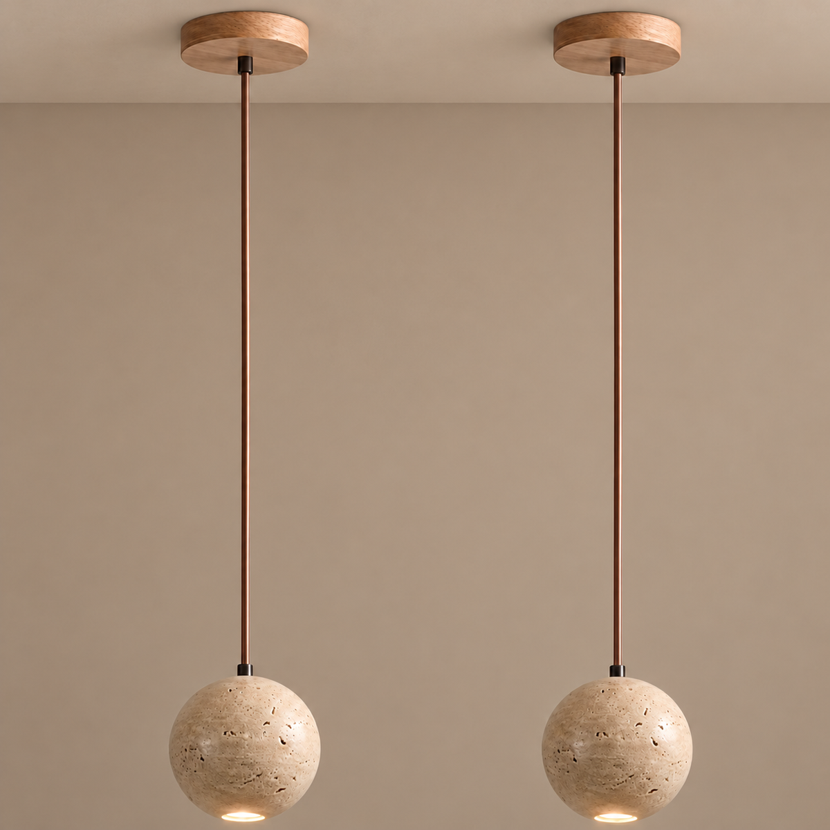 Globe Pendant Light - Travertine Sphere Casalola Lights Luxury Lamps for Interior Designers