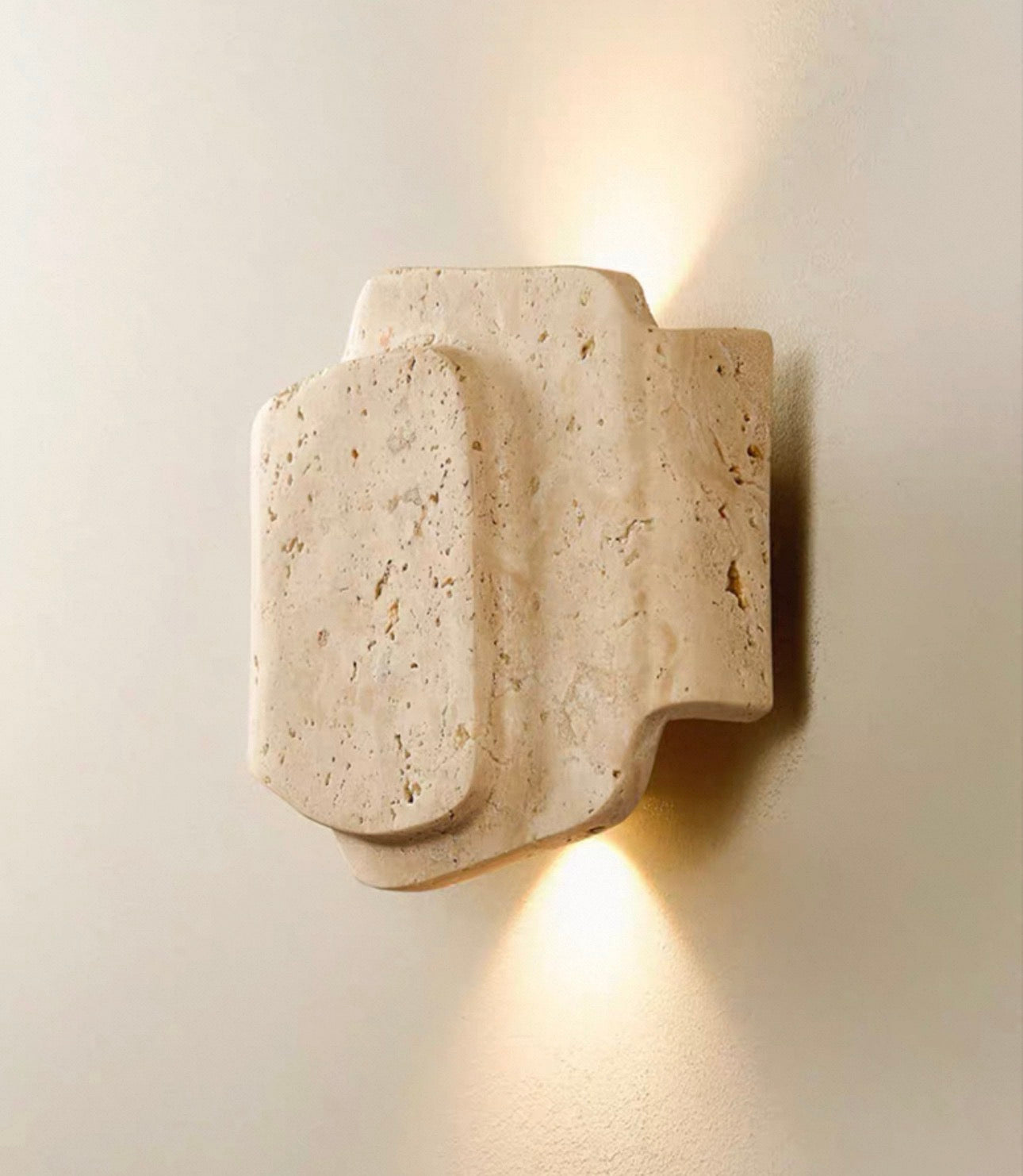 Travertine Wall Sconce – Layered Natural Stone G9 Light for Hallway Bedroom or Staircase