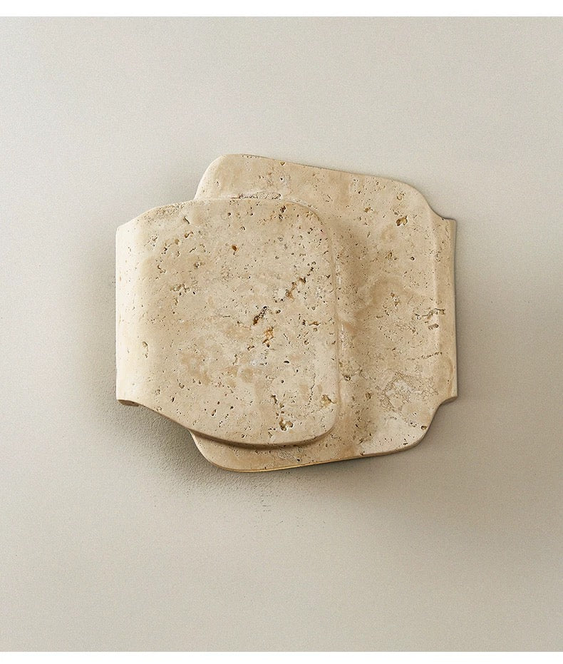 Travertine Wall Sconce – Layered Natural Stone G9 Light for Hallway Bedroom or Staircase