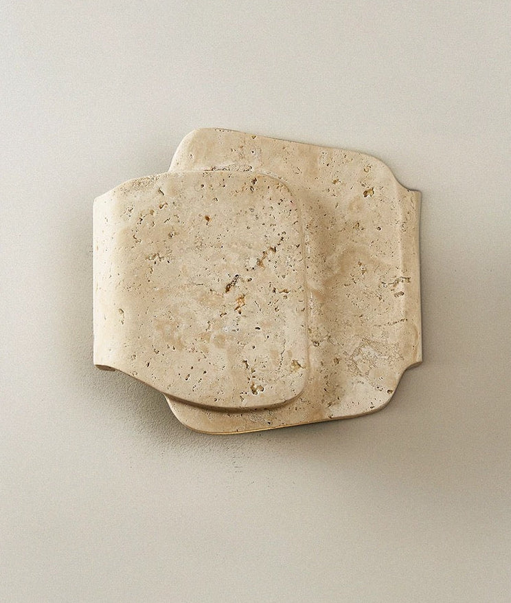 Travertine Wall Sconce – Layered Natural Stone G9 Light for Hallway Bedroom or Staircase