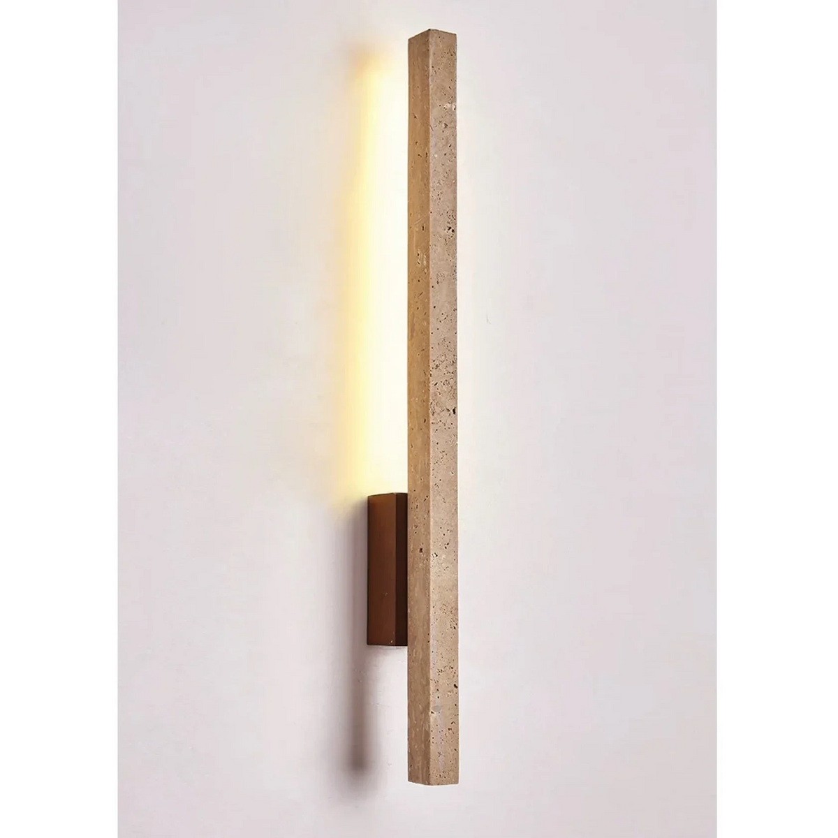 Travertine Wall Light 55cm | Stone & Wood Sconce Wabi-sabi Minimalist Living Room Corridor Casalolalights Luxury Lamps