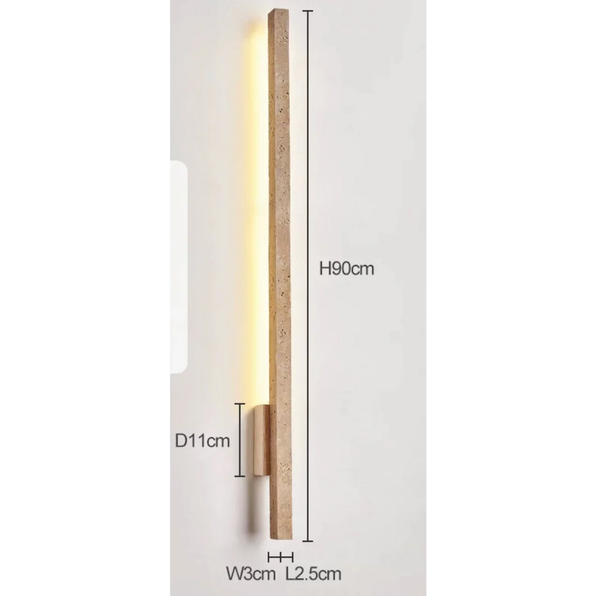 Travertine Wall Light 55cm | Stone & Wood Sconce Wabi-sabi Minimalist Living Room Corridor Casalolalights Luxury Lamps