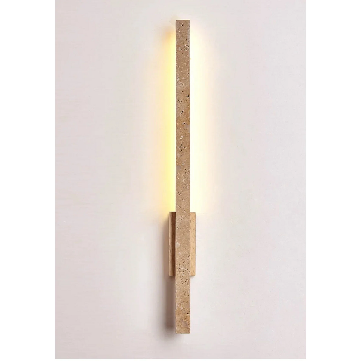 Travertine Wall Light 55cm | Stone & Wood Sconce Wabi-sabi Minimalist Living Room Corridor Casalolalights Luxury Lamps