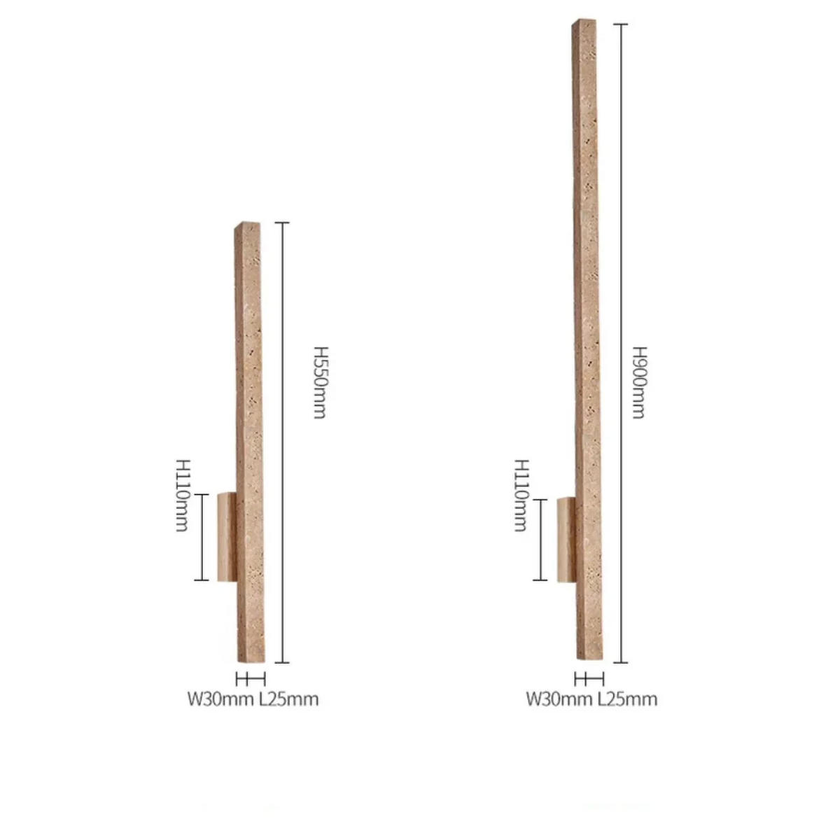 Travertine Wall Light 55cm | Stone & Wood Sconce Wabi-sabi Minimalist Living Room Corridor Casalolalights Luxury Lamps