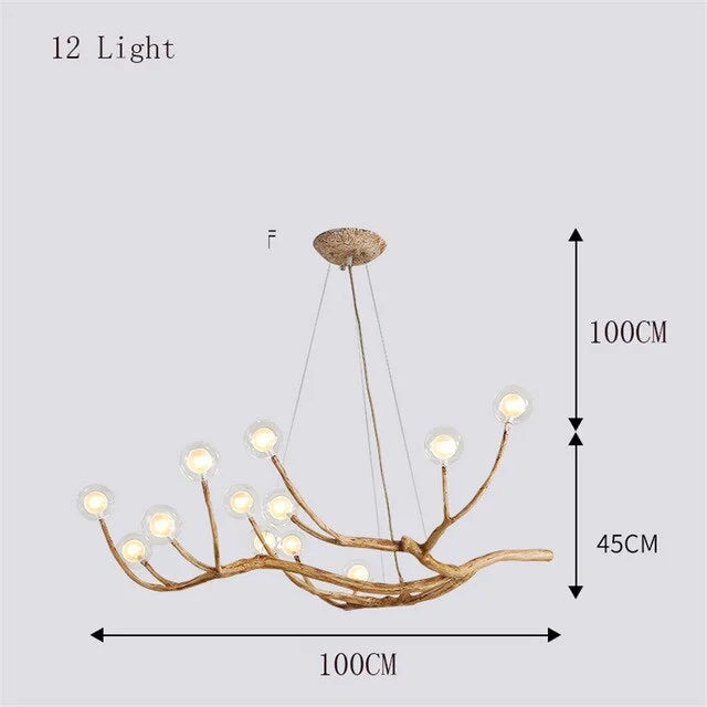 Tree Branch Ceiling Light Fixtures | Chandelier for Rustic Biophilic Design