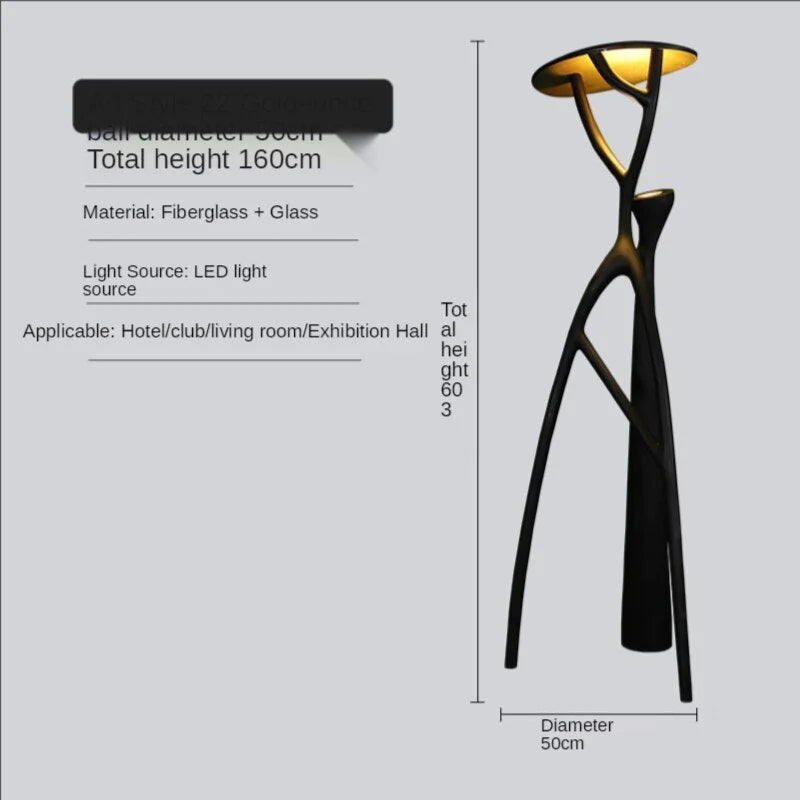 Black Sculptural Tree Floor Lamp | Resin Form | Architectural Accent Piece