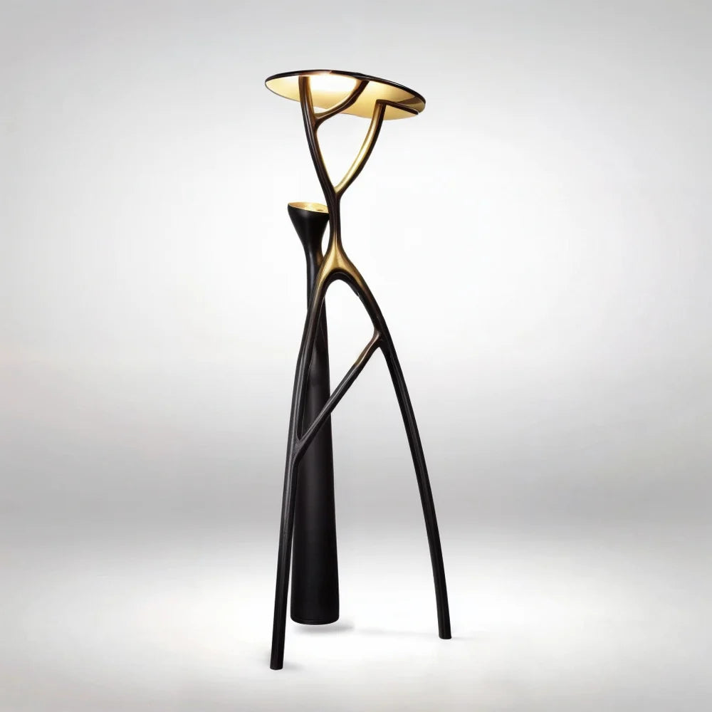 Black Sculptural Tree Floor Lamp | Resin Form | Architectural Accent Piece