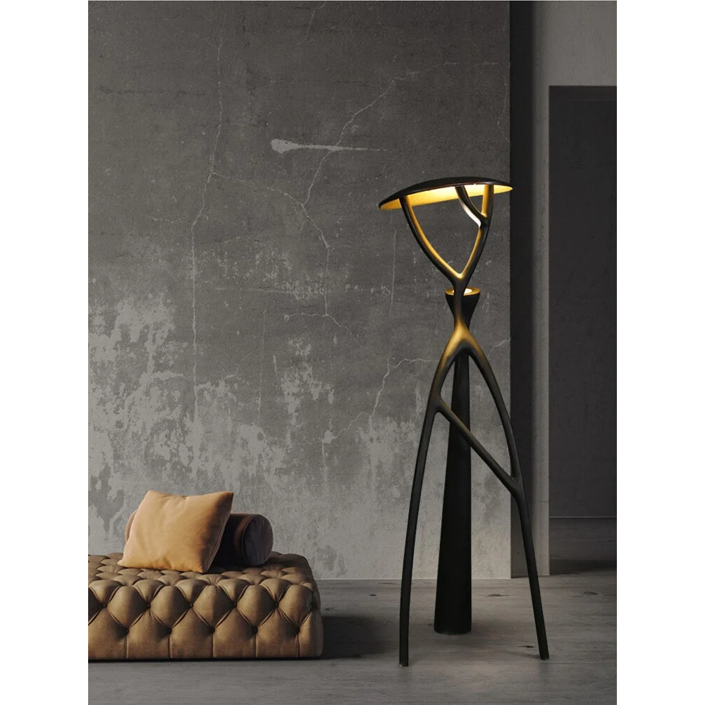 Black Sculptural Tree Floor Lamp | Resin Form | Architectural Accent Piece