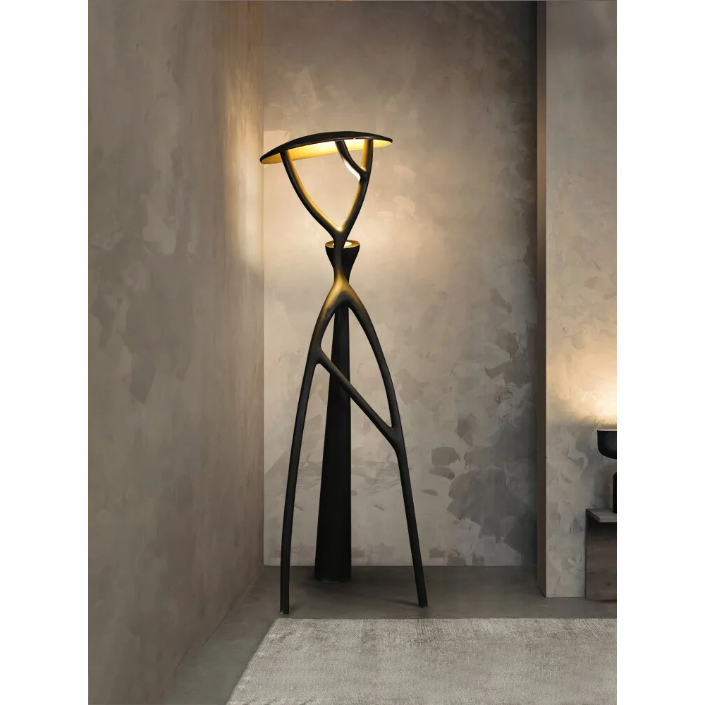 Black Sculptural Tree Floor Lamp | Resin Form | Architectural Accent Piece