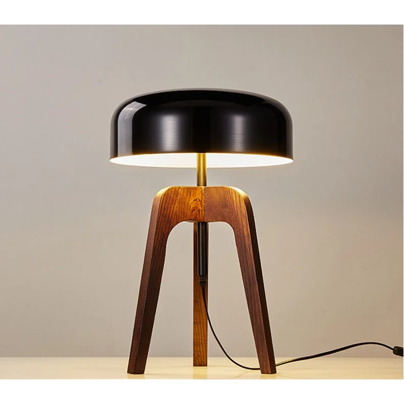 Tripod Lamp Wood Black Acrylic Lampshade Table and Floor Lighting Japandi Decor