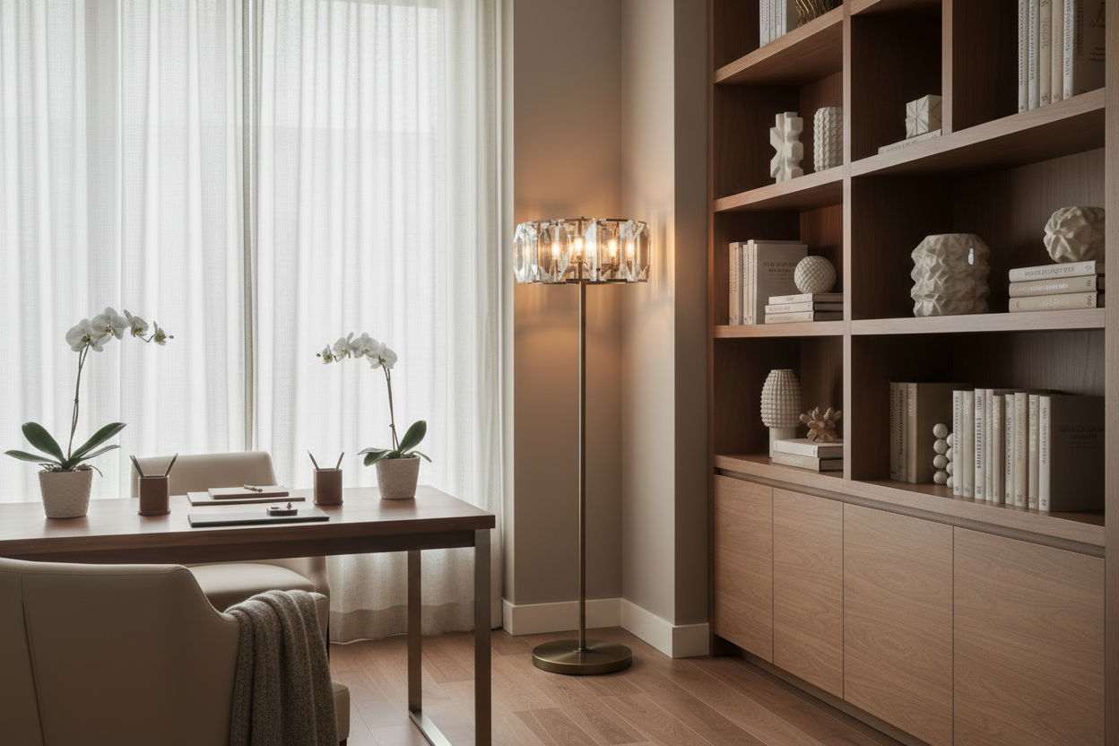 Solid Copper & Crystal Floor Lamp | Faceted Glass Prism Shade | 160cm Art Deco Standing Light | Heavy Weighted Base