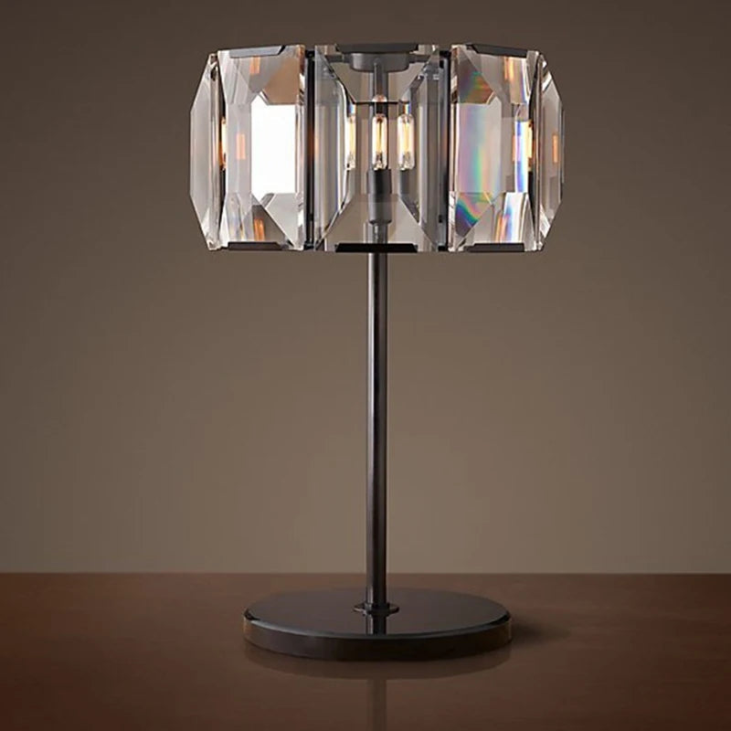 Solid Copper Table Lamp | Faceted Crystal Prism Shade | 60cm Art Deco Desk Light | Heavy Weighted Base | Casalola