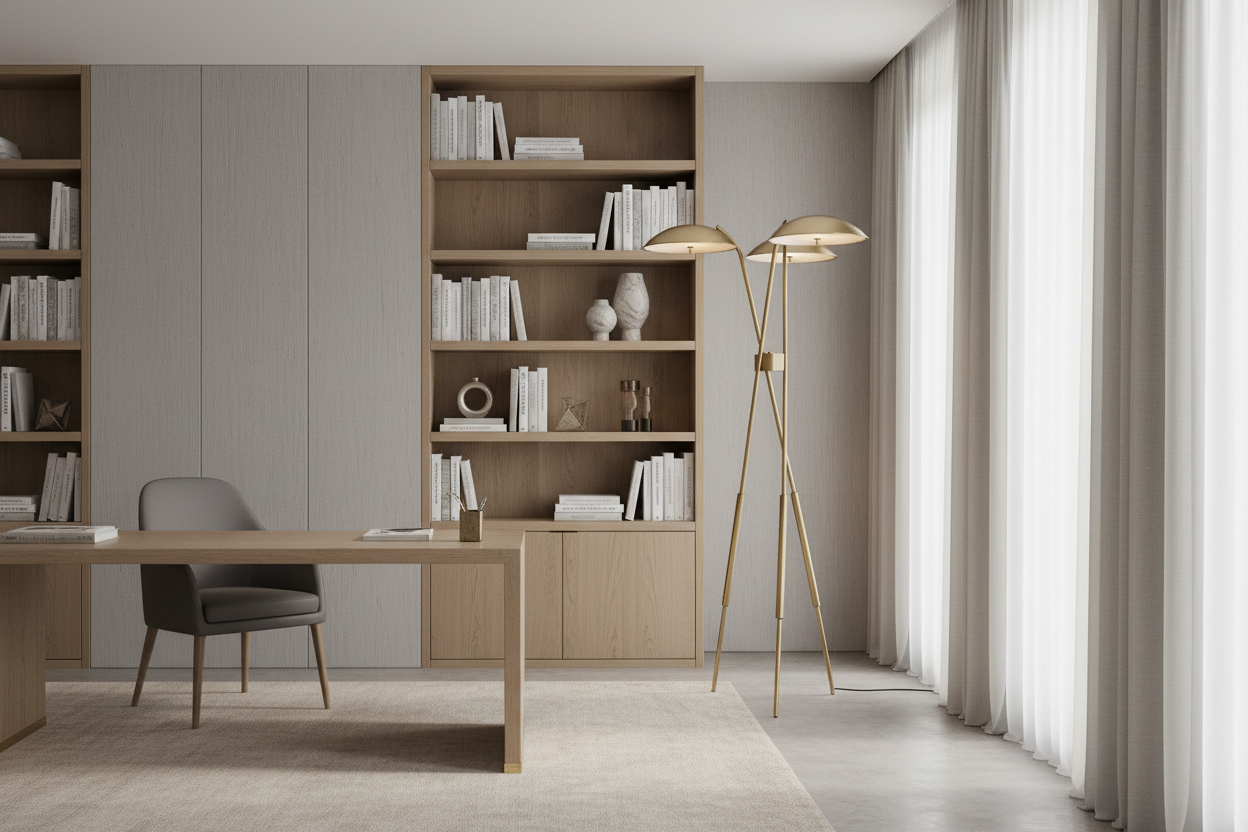 مصباح أرضي ثلاثي القوائم من النحاس تريلوم | سلسلة التماثيل الثلاثية القرص بارتفاع 198 سم