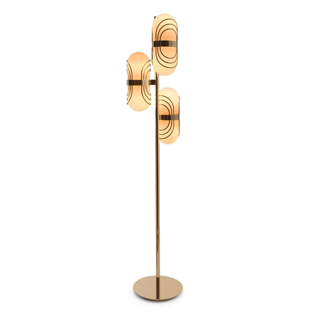 Brass 3-light Floor Lamp | Floating-shade Sculptural Art Deco Modern Living Room & Entry Casalolalights Luxury Lamps