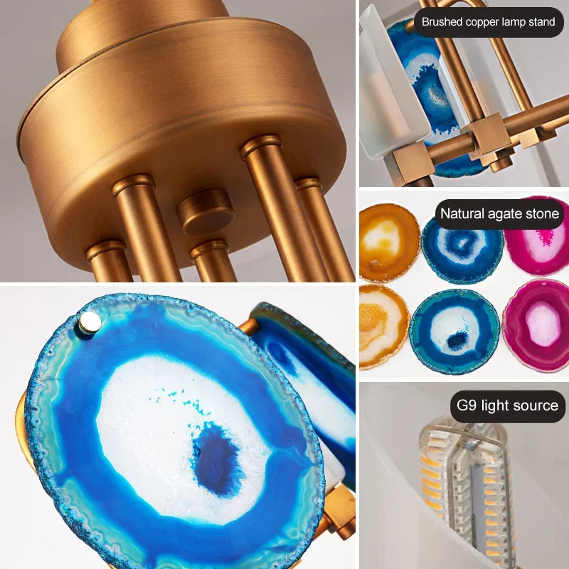 Semi-flush Mount Ceiling Lamp - the Two Tier Agate Chandelier for Living Rooms and Kitchens