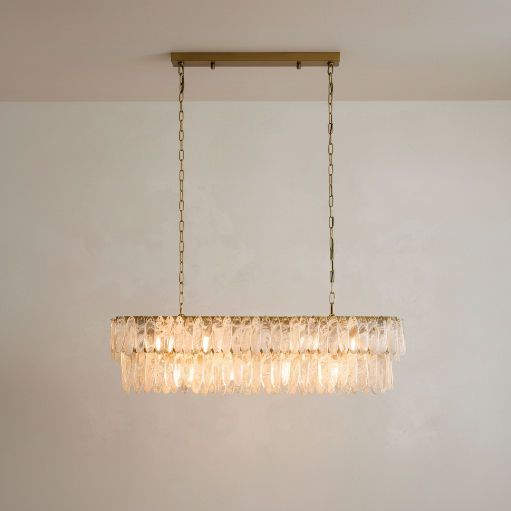 The Vela Linear Chandelier | Glass & Brass | CLND003