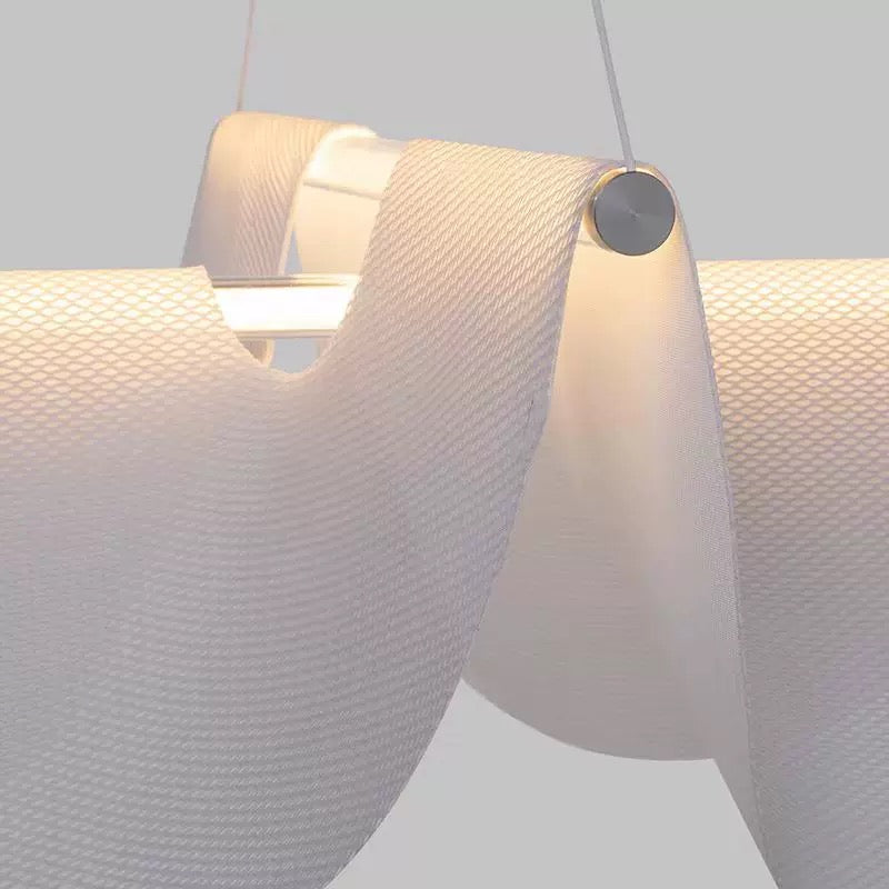 Linear Draped Silk Pendant Light | Modern Architectural Suspension | Dutch & Iron Frame | Available in 78cm 118cm