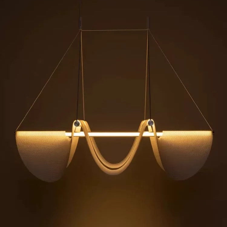 Linear Draped Silk Pendant Light | Modern Architectural Suspension | Dutch & Iron Frame | Available in 78cm 118cm