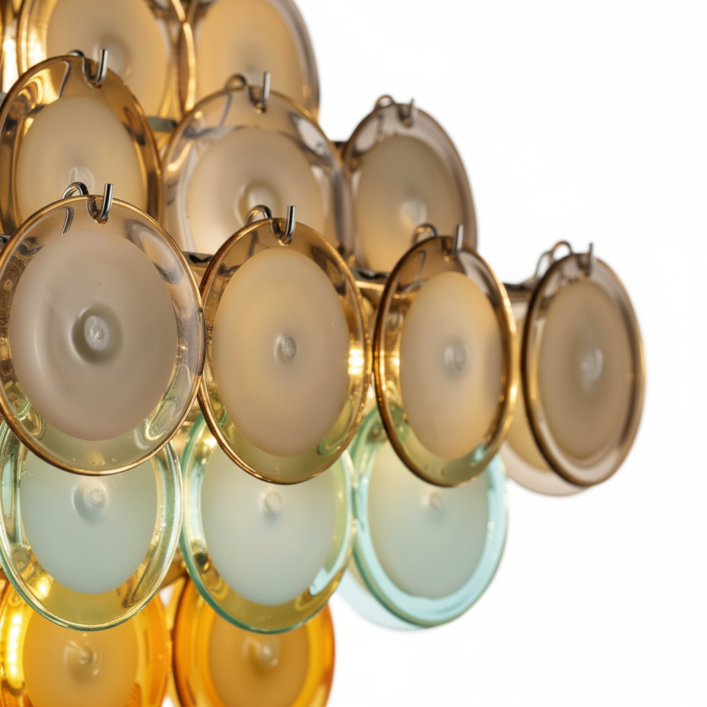 Glass Disc Chandelier | Mid-century Tiered & Copper Italian Modern Dining Room Foyer Casalolalights Luxury Lamps
