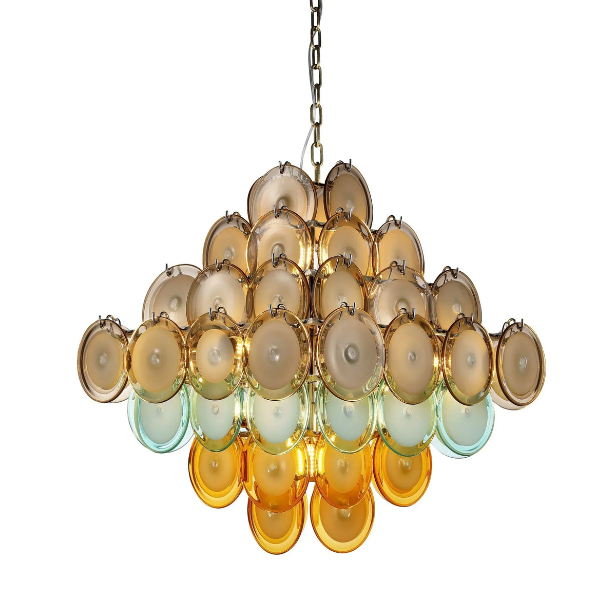 Glass Disc Chandelier | Mid-century Tiered & Copper Italian Modern Dining Room Foyer Casalolalights Luxury Lamps