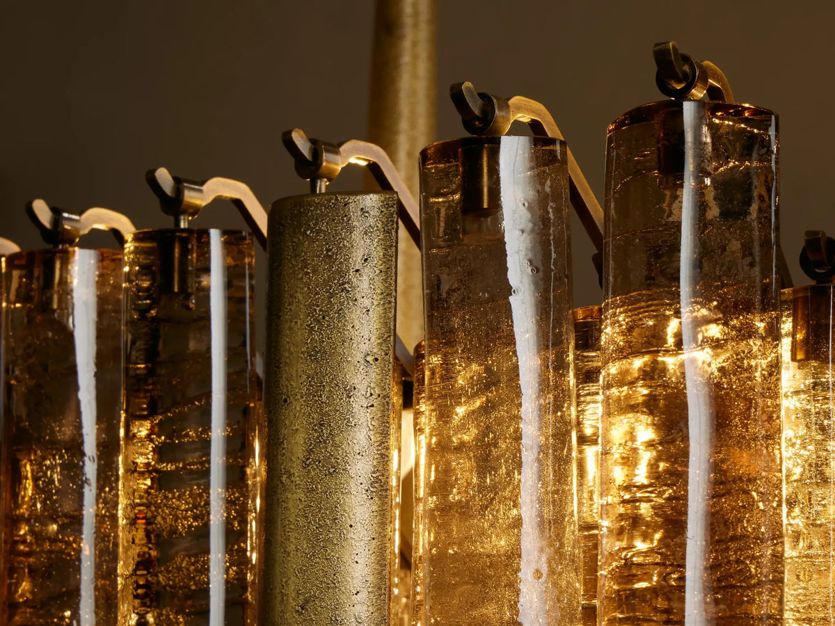 Large Linear Cast Glass Chandelier | Brass | Veneziana Casalola Lights Luxury Lamps for Interior Designers