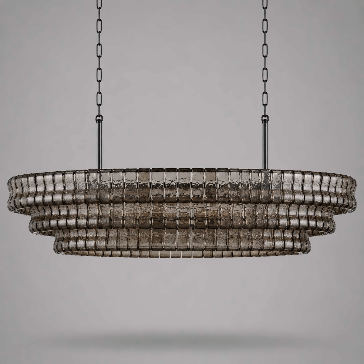 Amber Curved Glass Chandelier for Dining Table | 54in / 137cm & 64.5in / 164cm Wide Art Deco Brass Casalolalights