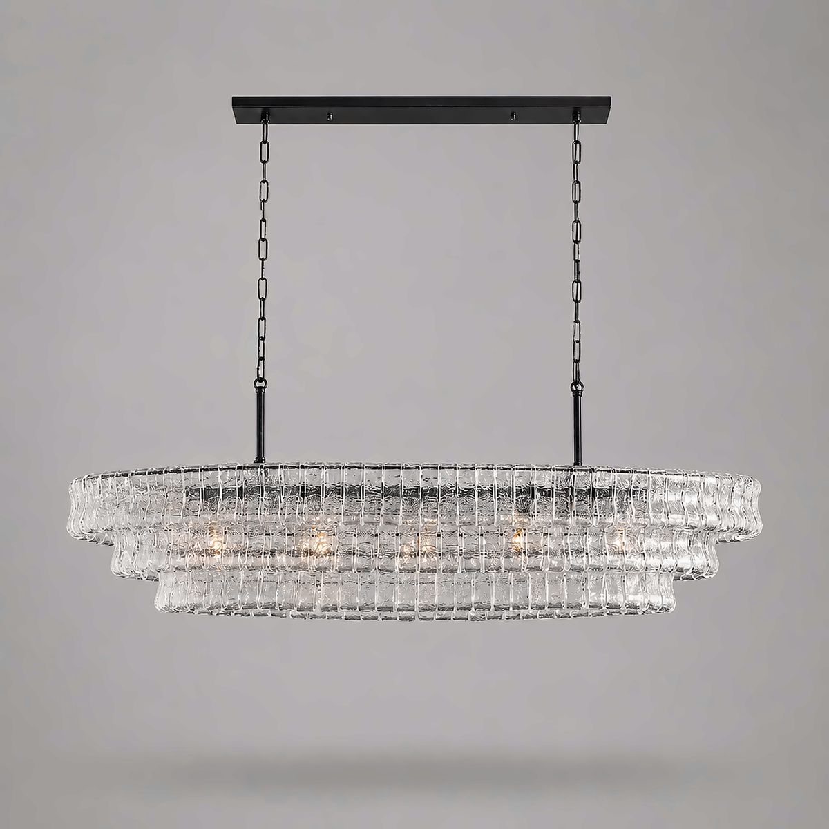 Clear Curved Glass Chandelier for Dining Table | 54in / 137cm & 64.5in / 164cm Wide Art Deco Brass Casalolalights