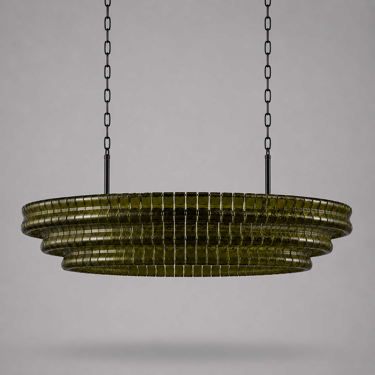 Green Curved Glass Chandelier for Dining Table | 54in / 137cm & 64.5in / 164cm Wide Art Deco Brass Casalolalights