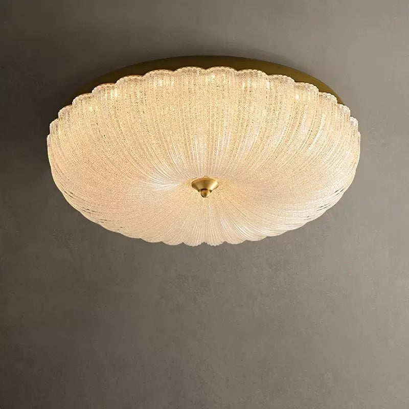 Glass Flush Mount | Vintage Flower-textured Ceiling Light Classic Transitional Living & Bedroom Casalolalights Luxury