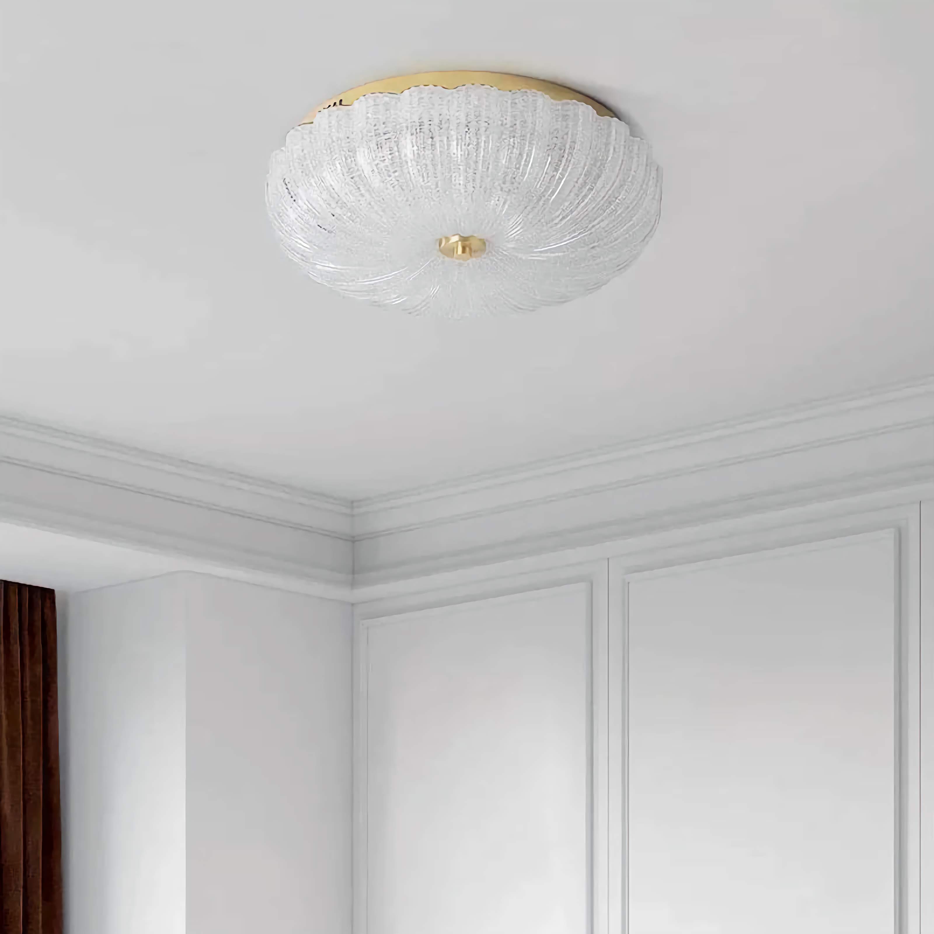 Vintage Glass Flush Mount Ceiling Light with Copper Accent for Low Ceilings