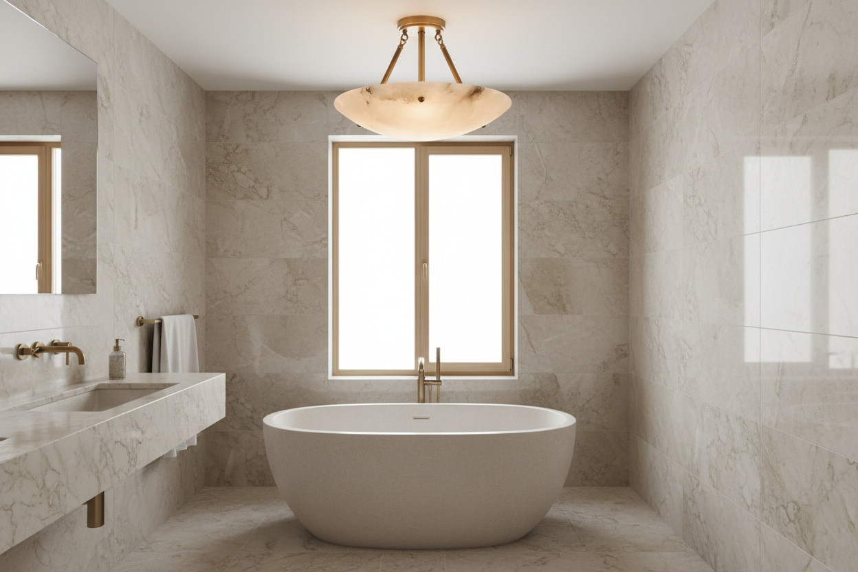 Solid Alabaster & Copper Semi-flush Ceiling Light | Organic Art Deco | Multiple Sizes (30cm-70cm) | Casalola Lights