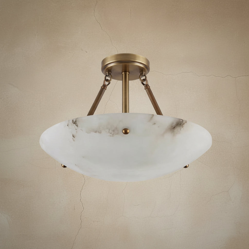 Alabaster Bowl Semi-flush | Solid Stone Ceiling Light 30-80cm Flat Rose Entry & Hallway Casalolalights Luxury Lamps