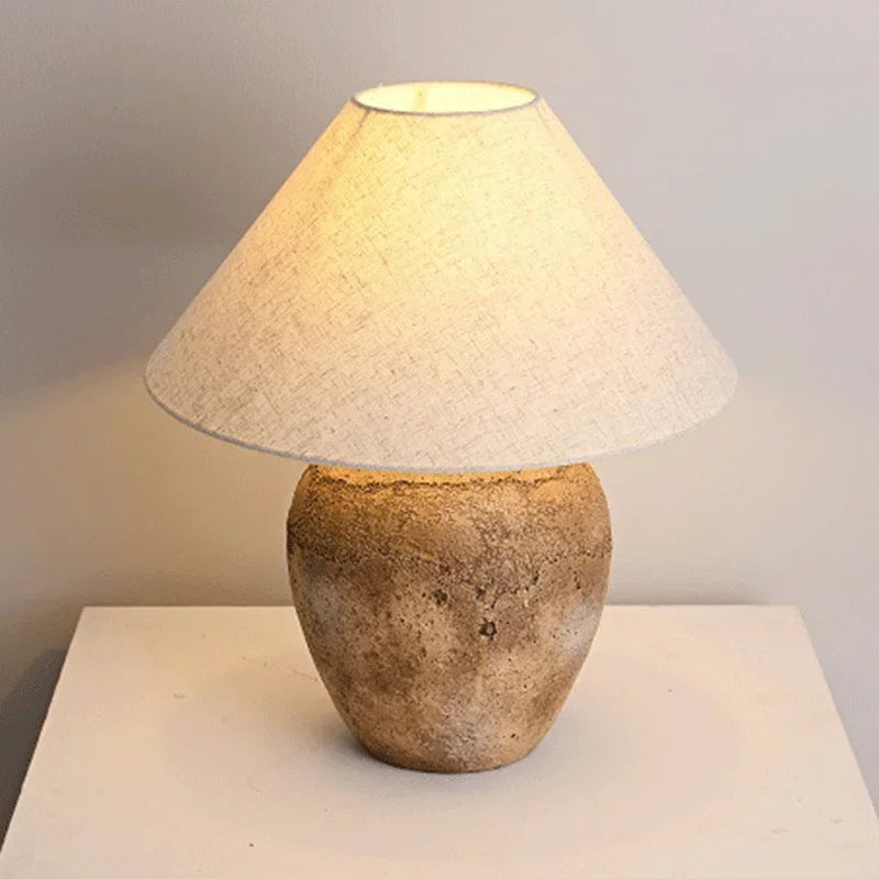 Ceramic Table Lamp 51cm | Textured Wabi-sabi Bedside with Copper Accent Rustic Bedroom & Living Casalolalights Luxury