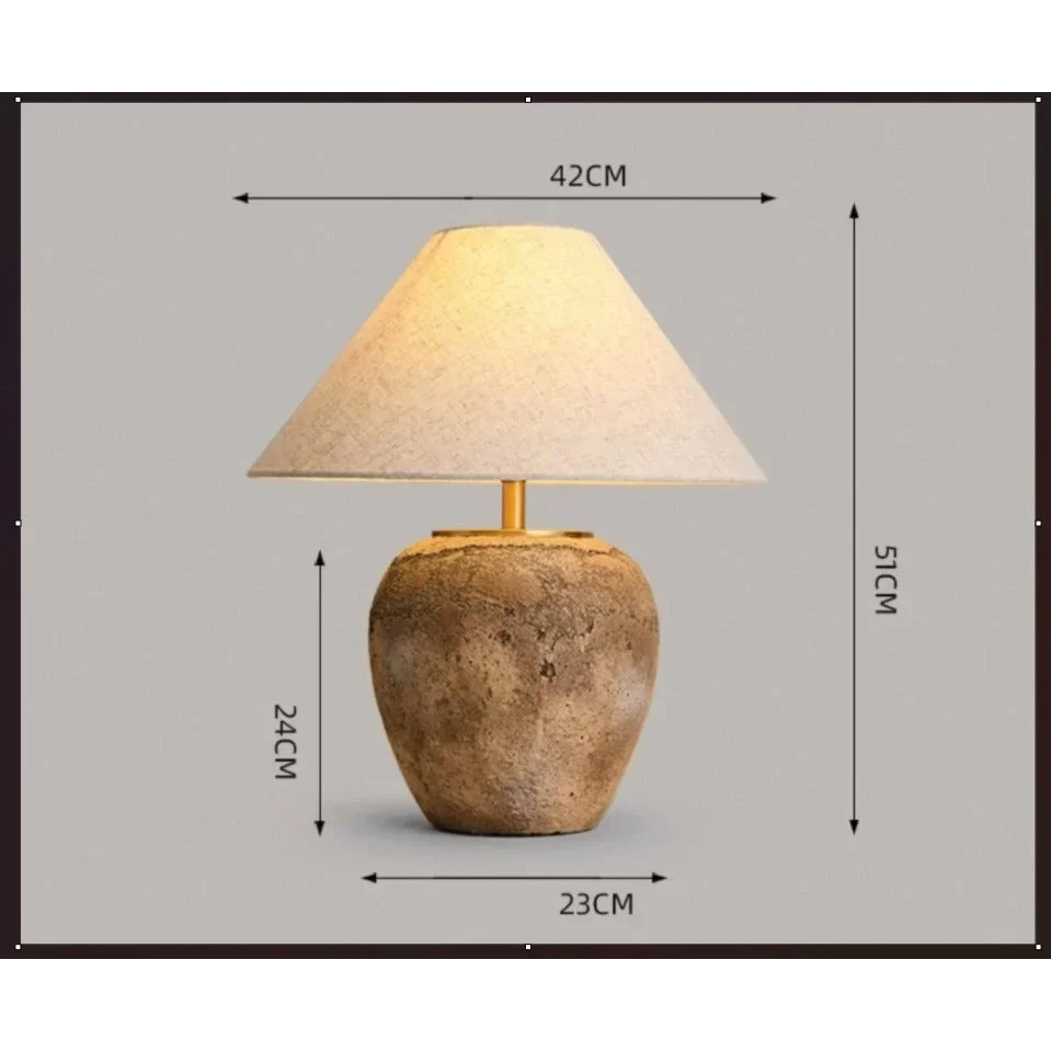 Ceramic Table Lamp 51cm | Textured Wabi-sabi Bedside with Copper Accent Rustic Bedroom & Living Casalolalights Luxury