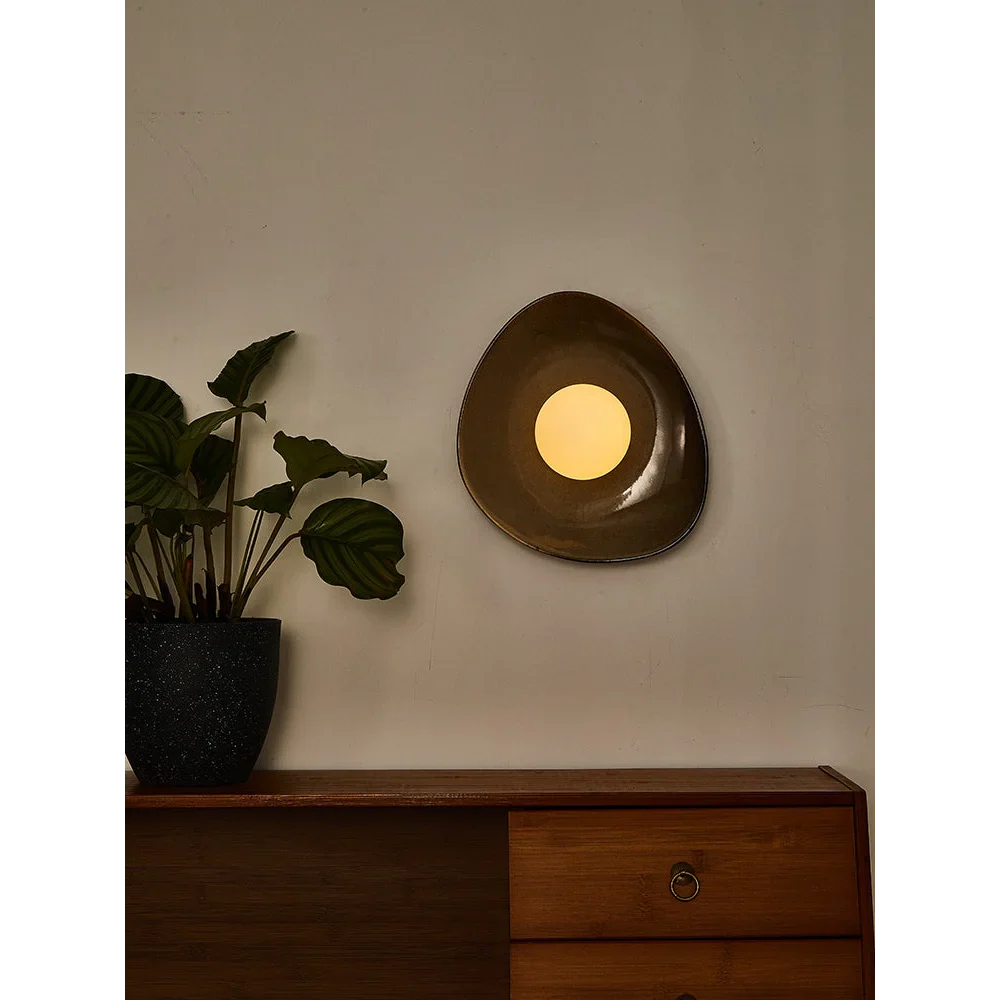 Bronze Asymmetrical Disc Sconce | Wabi Sabi Accent Wall Light