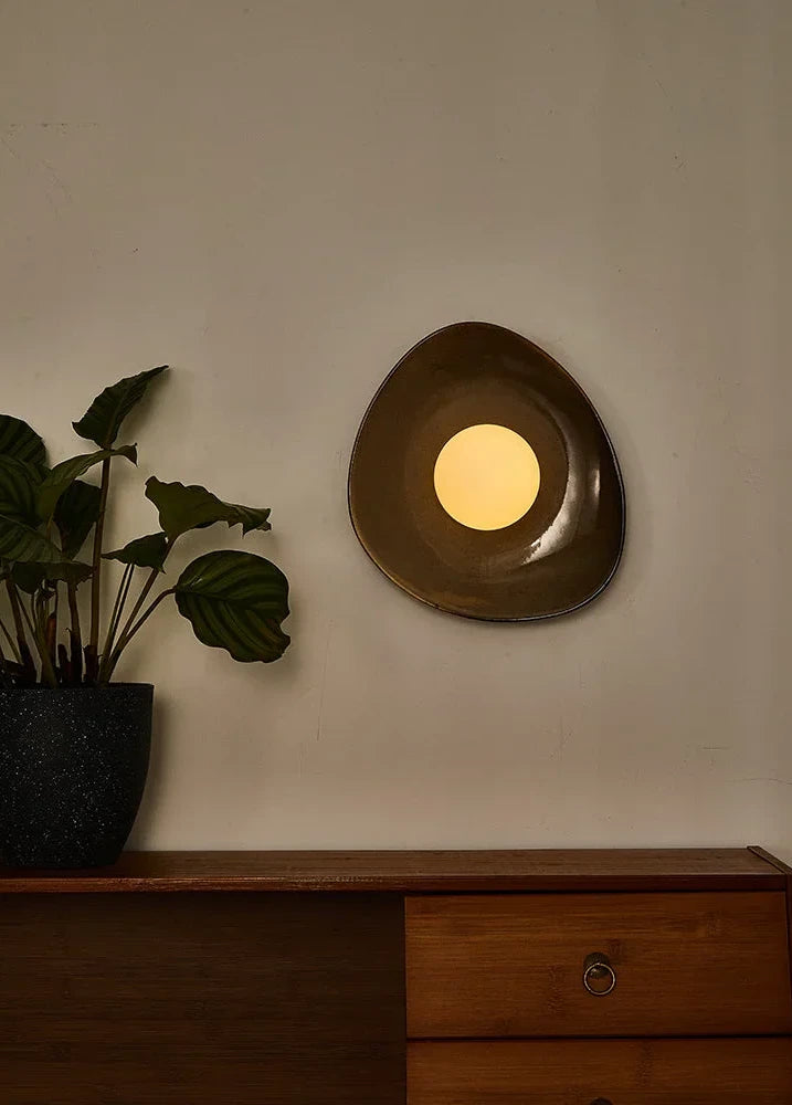 Bronze Asymmetrical Disc Sconce | Wabi Sabi Accent Wall Light